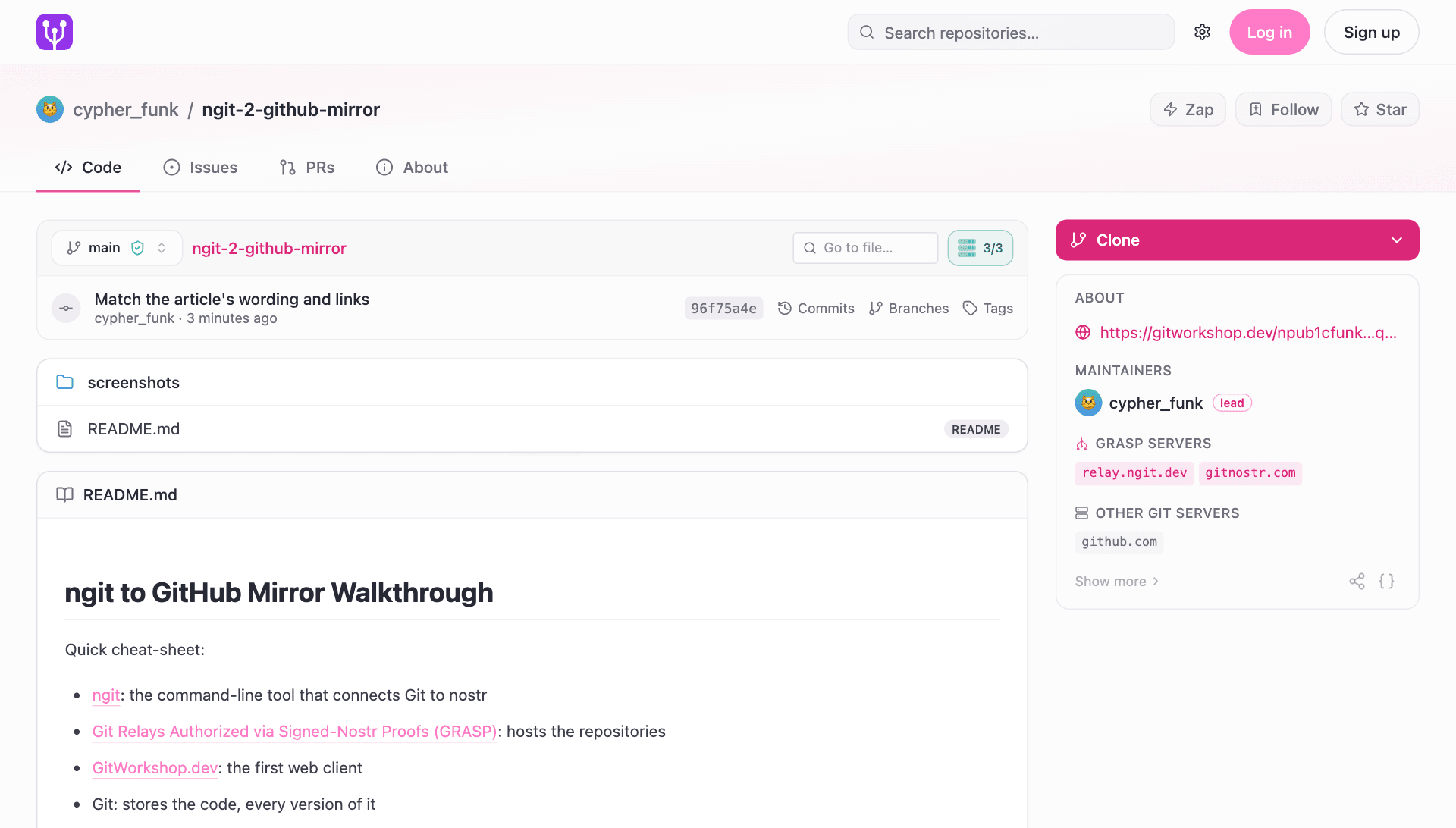 The mirrored repository on GitWorkshop